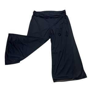 The Pyramid Collection Black Palazzo Pants Women Plus IX Wide Leg Flare Belted